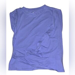 A New Day Womens Solid Purple Short Sleeve Slim Fit Drape Wrap T-Shirt